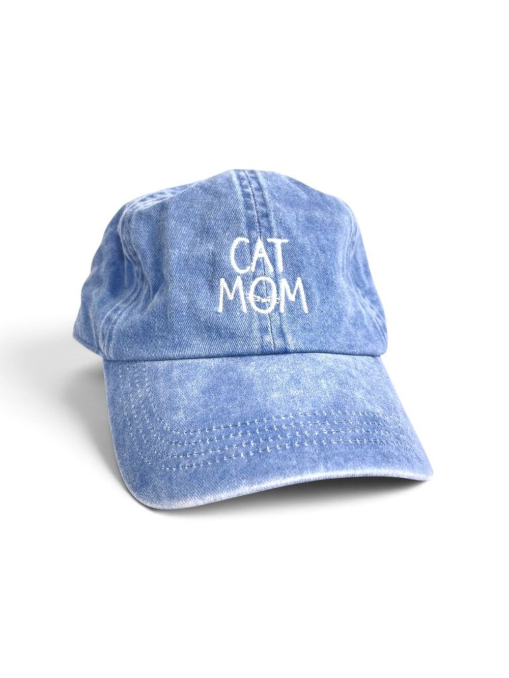 Cat Mom Embroidered Denim Blue Adjustable Cotton Cap Like New